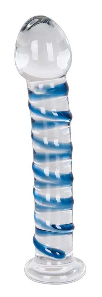 Glasdildo „Bleu“, 18 cm, mit Rillen 1 Glasdildo „Bleu“